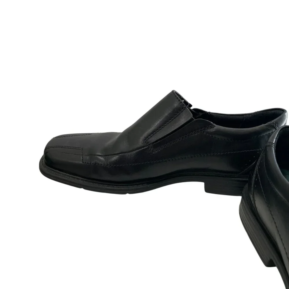 Clarks Leather England Deane Square Toe Loafer Mens 10M Black Office Career Work